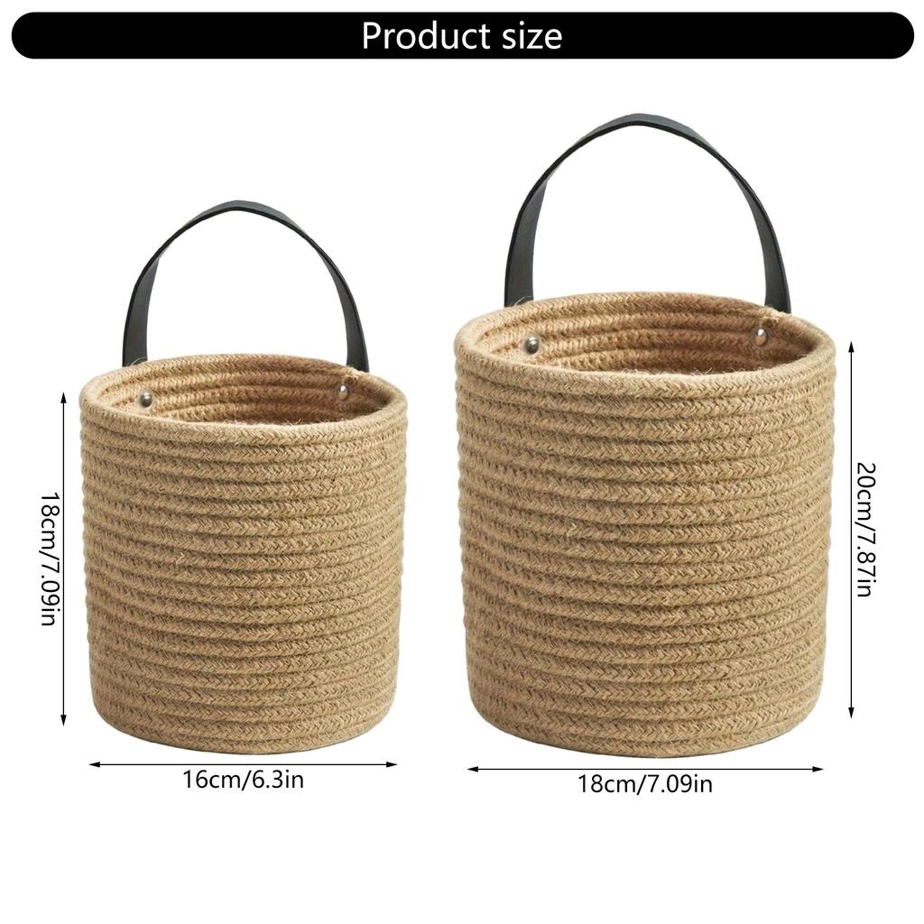 Multipurpose Cotton Rope Woven Hanging Basket Set For Wall Decoration And Storage In Living Room Or Bathroom