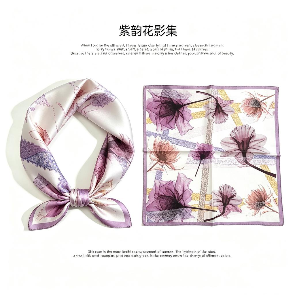 [111 Mulberry Silk] Spring and Autumn Versatile Colorful Scarf Small Scarf Silk Scarf 11cm Small Square Scarf Women