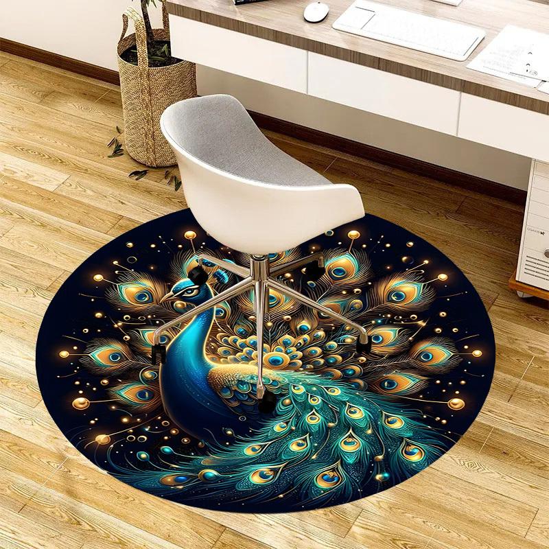 1pc Office Carpet Chair Mats Enchanted Peacock Feather Artwork Perfect for Decorating Office Chairs, Living Rooms, Or Bedrooms