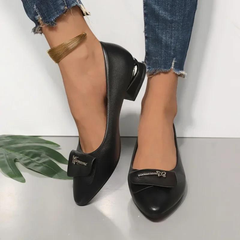 2024 New Versatile Thick Heel Business Casual Shoes Fashionable Women's Breathable Lace-up Shoes Buckle Shallow Sandals