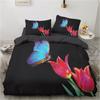 3D Butterfly Theme Home Bedding Set Luxury Wing Printed Quilt Cover Pillow Case 2/3 Pieces AU240 * 270 Extra Large Size Home Decoration