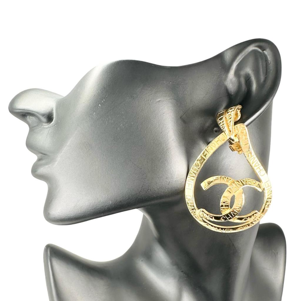 CHANEL COCO Mark teardrop motif 96P Earring gold Women used
