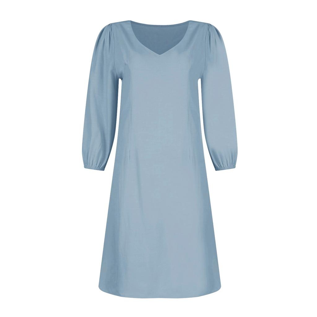 Women's Fashion Deep V-Neck Sexy Color Peplum Casual Dresses