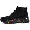 Couple High-top Fly-woven Velvet Sneakers, Straps, Socks, Large-size Cotton Shoes, Men's and Women's Autumn and Winter Casual Shoes