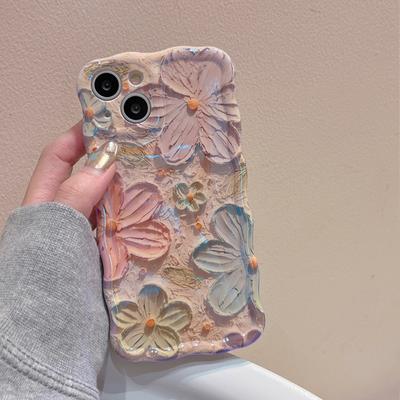 Blu-ray pintura a óleo flor à prova de choque pára-choques silicone caso de telefone para iphone 13 12pro 14 pro 13pro max capa protetora fundas