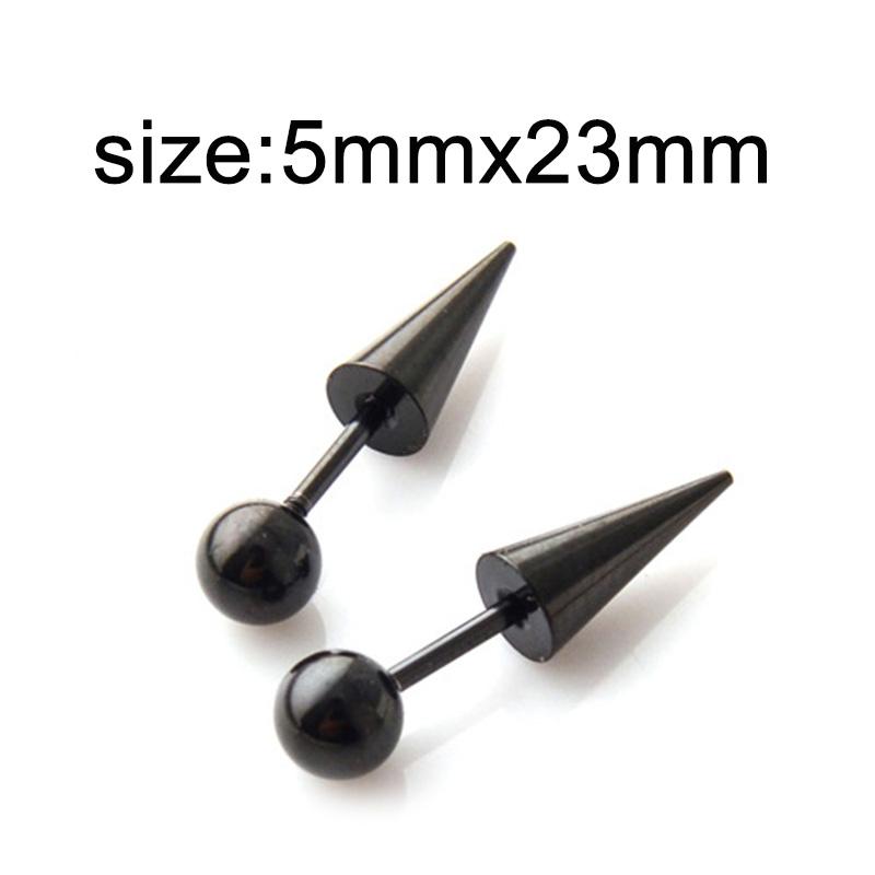 1 Pair Gothic Black Steel-Color Funny Screw Back Stud Earrings For Men/Women Round Ball Spike Cone Tip Stainless Steel Jewelry