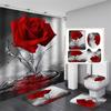 20 barev Rose Print 3D sprchový závěs s háčky Vodotěsný Koupelnový závěs Protiskluzová sada podložek do vany Toaletní koberečky Koberec Domácí dekorace