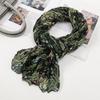 Floral Cotton Linen Scarf Vintage Long Shawl Wrap Fashion Pleated Printed Scarf  For Autumn Winter