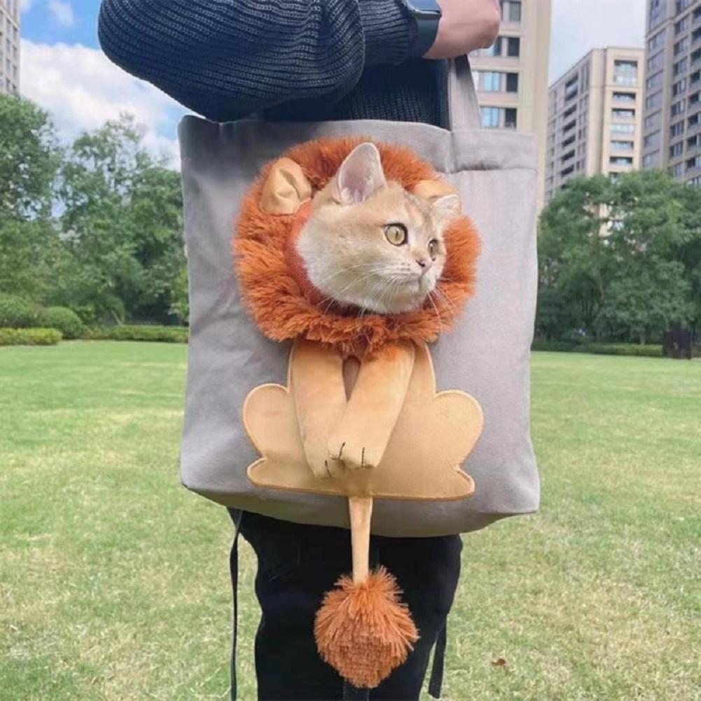 Pet Cat Carriers Lion Design Draagbare ademende tas Katten Hondendraagtassen Uitgaande reizen Huisdieren Handtas met veiligheidsrits