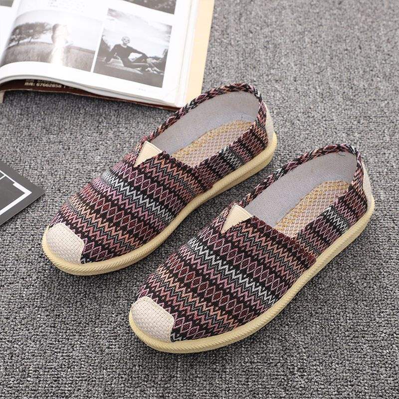 Stoffschuhe Frühling Ein-Pedal Faul Flachsohle Weichsohle Einzelne Schuhe Atmungsaktive Canvas-Schuhe Mutter