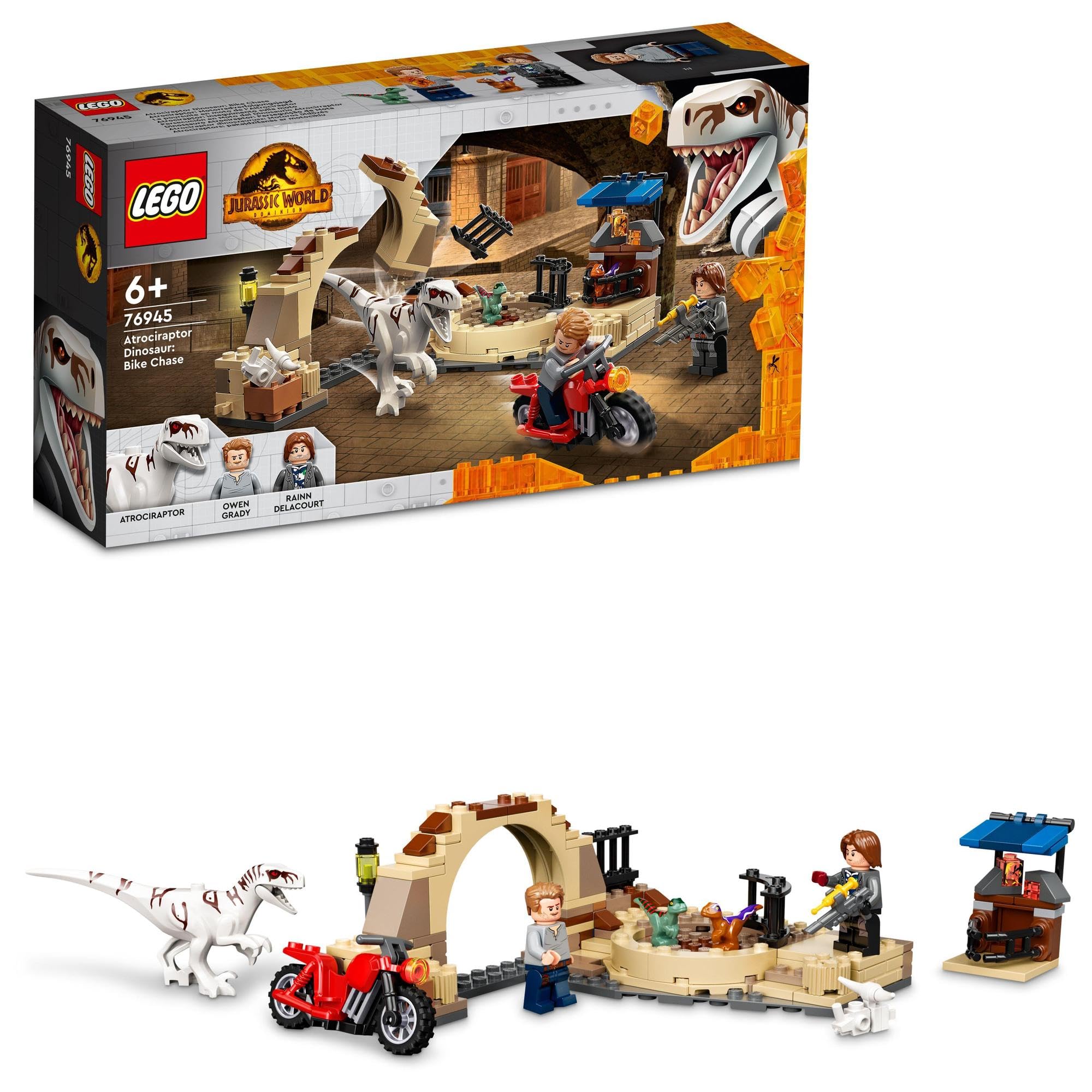 

LEGO Jurassic World Погоня на мотоцикле за Атроцираптором 76945, Игрушка, Строительные блоки, Подарок, Транспортное средство, Динозавр, Для мальчиков и девочек, Возраст 6 лет и старше