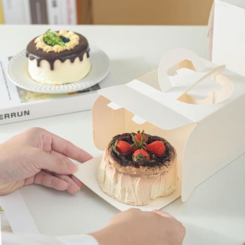 Koundeneko Cake Boxes, Set of 10, with Clear Window and Handles, Single Cupcake Boxes for Weddings, Birthdays, Parties, and Christmas, Perfect for Che