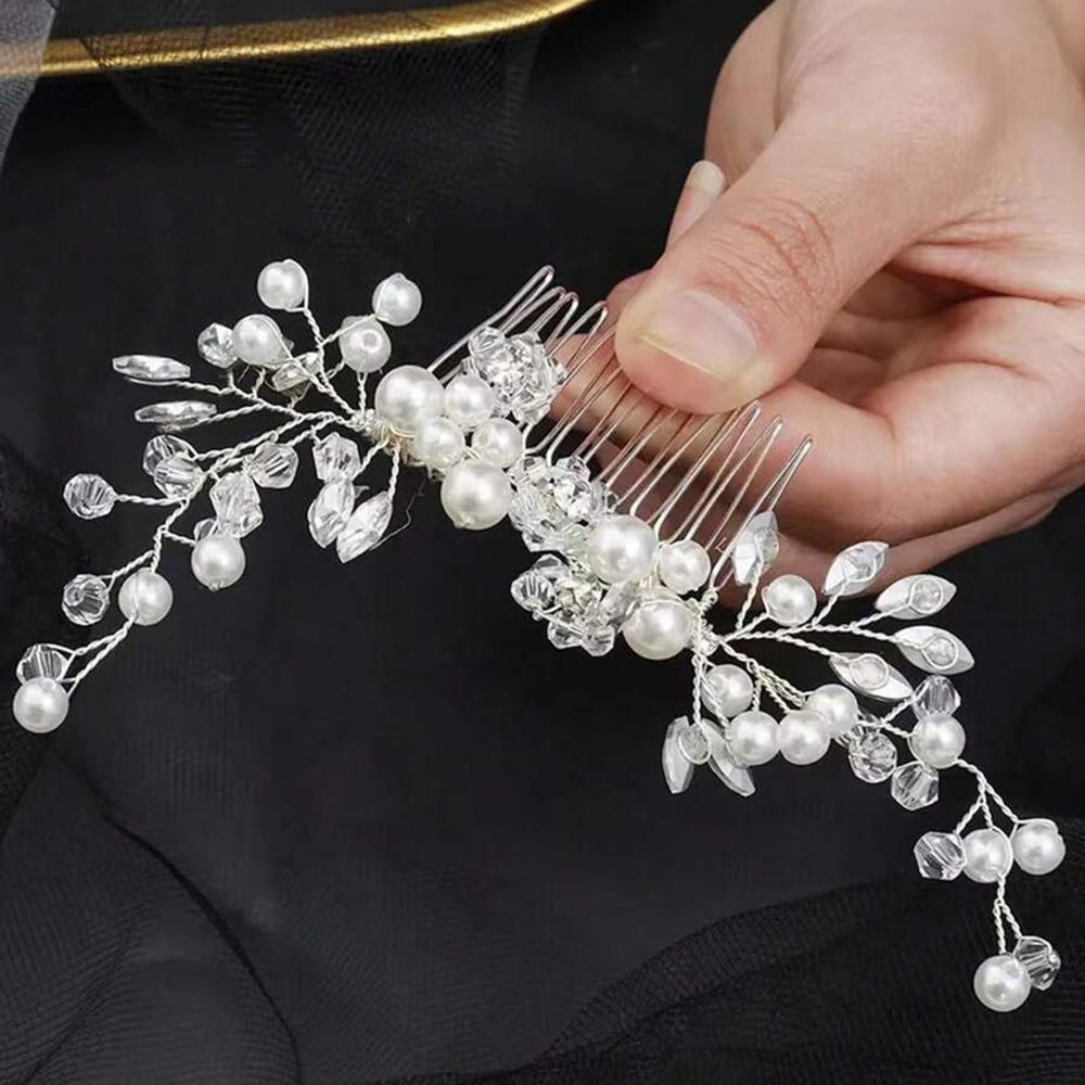 1 Pc Pearl Exquisite Hair Comb Hair Accessory Rhinestone Women Bride's Jewelry Versatile Elegant Luxurious Girls Headwear Gift