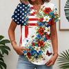 Women V Neck Short Sleeve Butterfly Print T Shirt Casual Loose Fit Lightweight Summer Top Blouse for Daily Wear