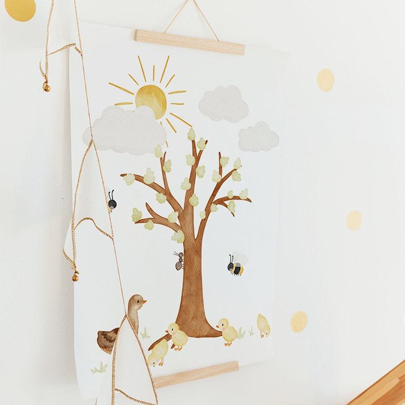 Boho Bear Fox Bird Tree Cabin Mushroom Flower Wall Art Canvas Painting Cartoon Posters And Prints Pictures Baby Kids Room Decor