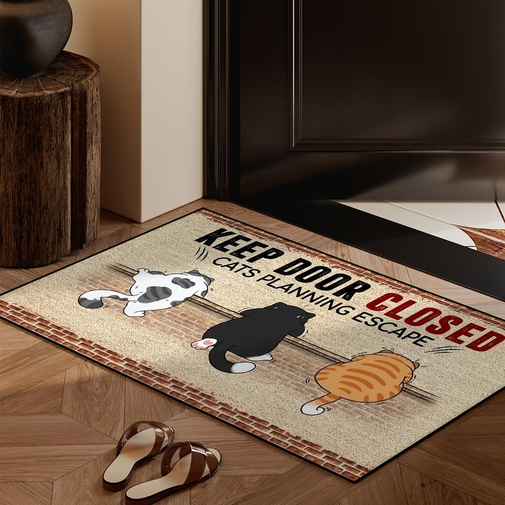 1Pcs Anti Fatigue Kitchen Rugs Cute Cat Print Waterproof Non-Slip Thick Cushioned Kitchen Mat Heavy Duty Comfort Standing Mat for Kitchen