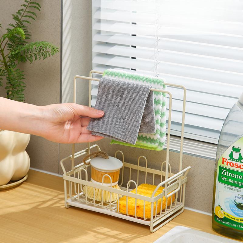 Suport creativ multifuncțional din pânză de burete pentru scurgere, suport pentru detergent de vase, organizator de uz casnic