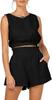 Womens Summer Two Piece Set Sleeveless Crop Tank and High Waist Shorts