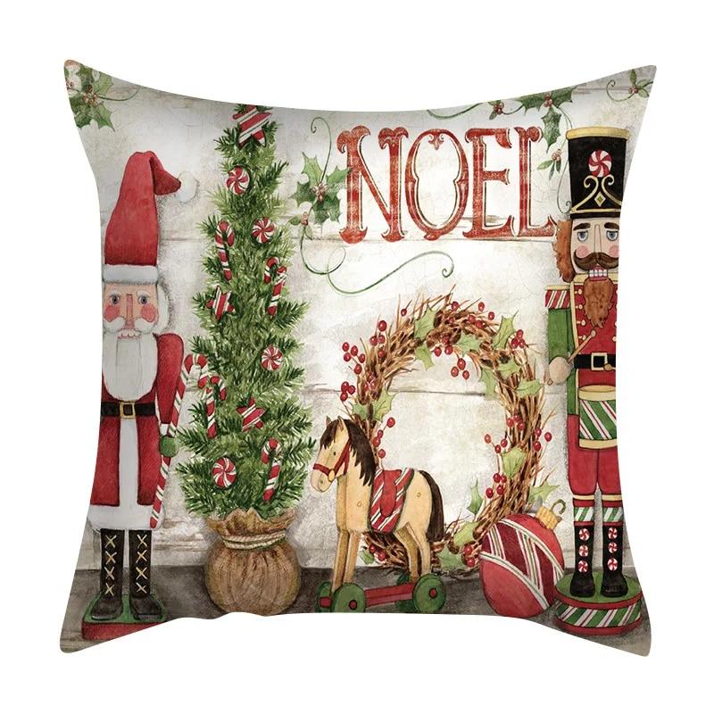 Taie d'oreiller de Noël Père Noël Camion Ferme Maison Bonhomme de neige Couronne Décoration d'arbre de Noël Bureau Canapé Housse de coussin