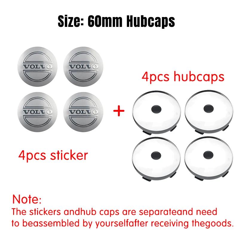 4pcs 56/60mm Car Wheel Center Cover Hub Caps Stickers Accessories For Volvo Rdesign AWD C30 C70 S40 S60 S70 S80 S90 V40 V50 V60