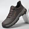 Men's Slip-on Lace-up Leather Hiking Shoes, Wear-resistant Outdoor Casual Sports Footwear