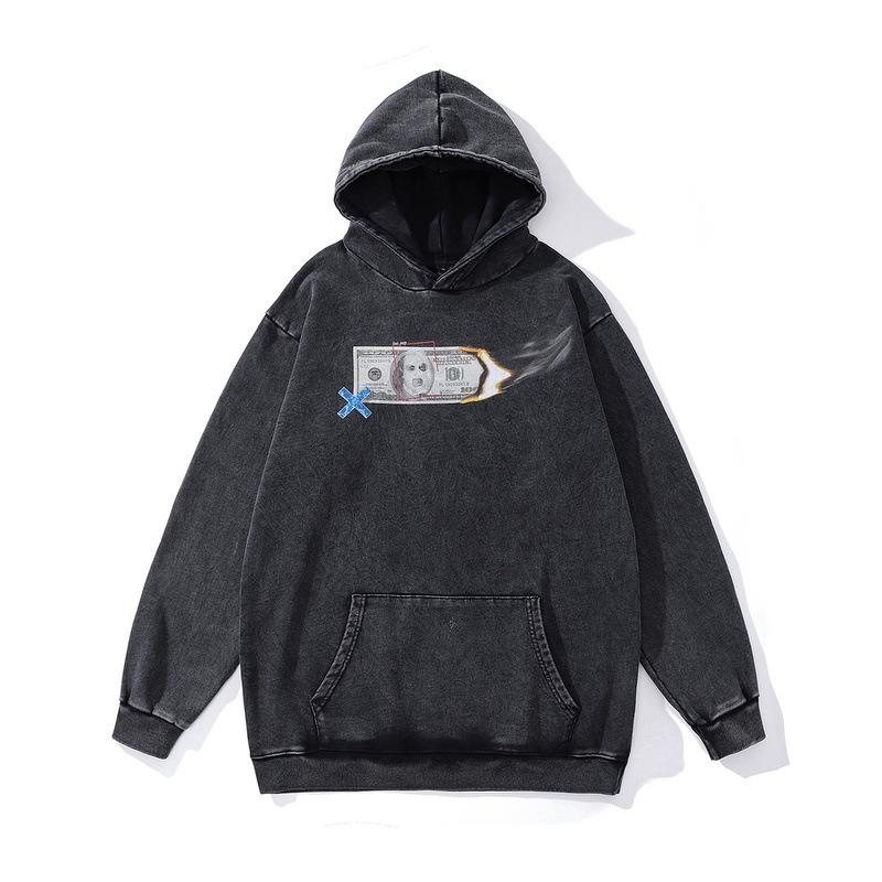 American Retro Hooded Sweater For Men And Women Autumn And Winter Trend Printing Washed Old Hoodies For Men And Women
