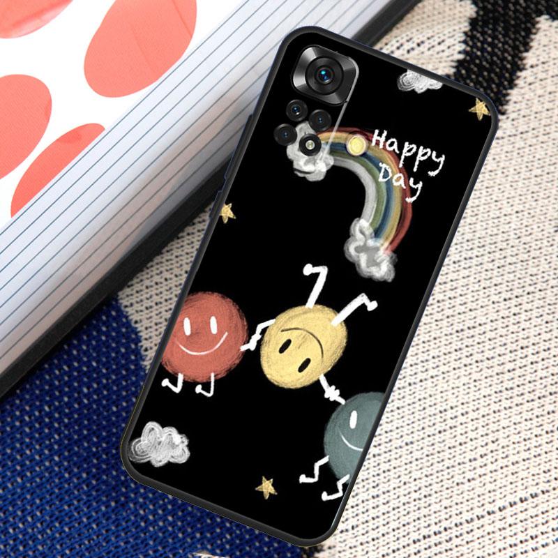 Smile Face Happy Cute Case For Xiaomi Redmi Note 8 9 10 11 12 Pro 8T 9S 10S 11S Redmi 12C 9C 9T 10A 10C Cover