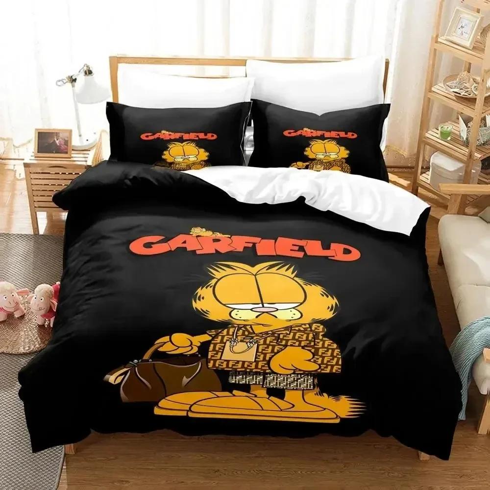 3D Print Orange Cat Cartoon Bedding Set Duvet Cover Bed Set Quilt Cover Pillowcase Comforter King Queen Size Boys Adult Bedding