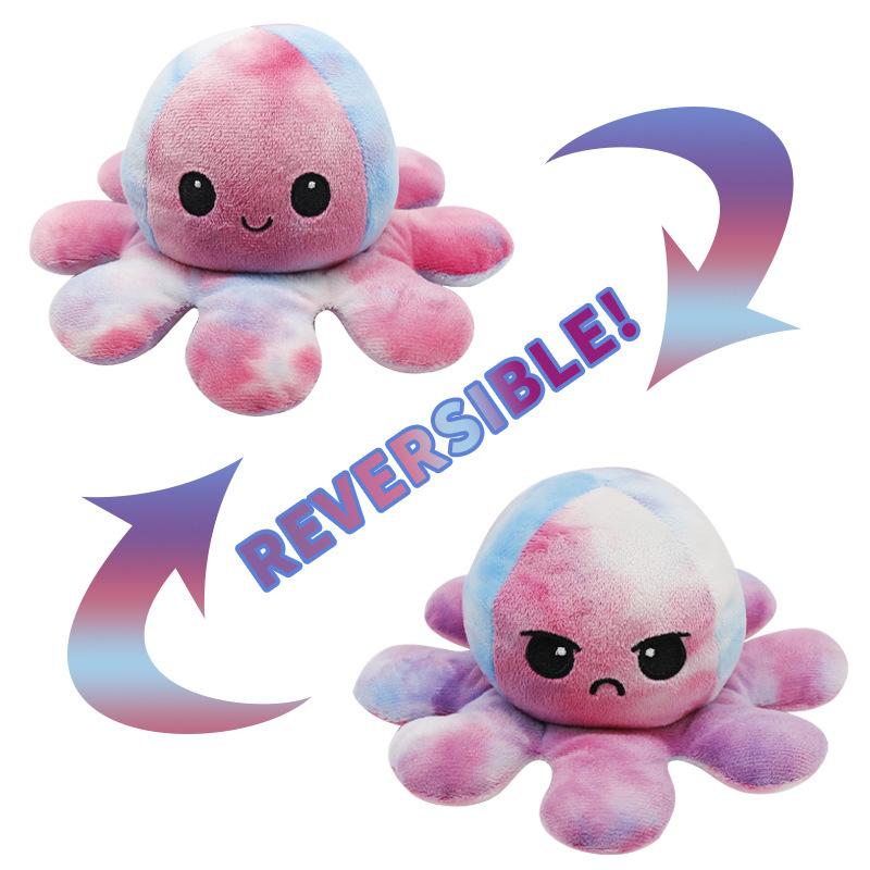 Reversible Flip Stuffed Octopus Plush  Doll Soft Simulation Reversible Plush Toy Double-sided Color