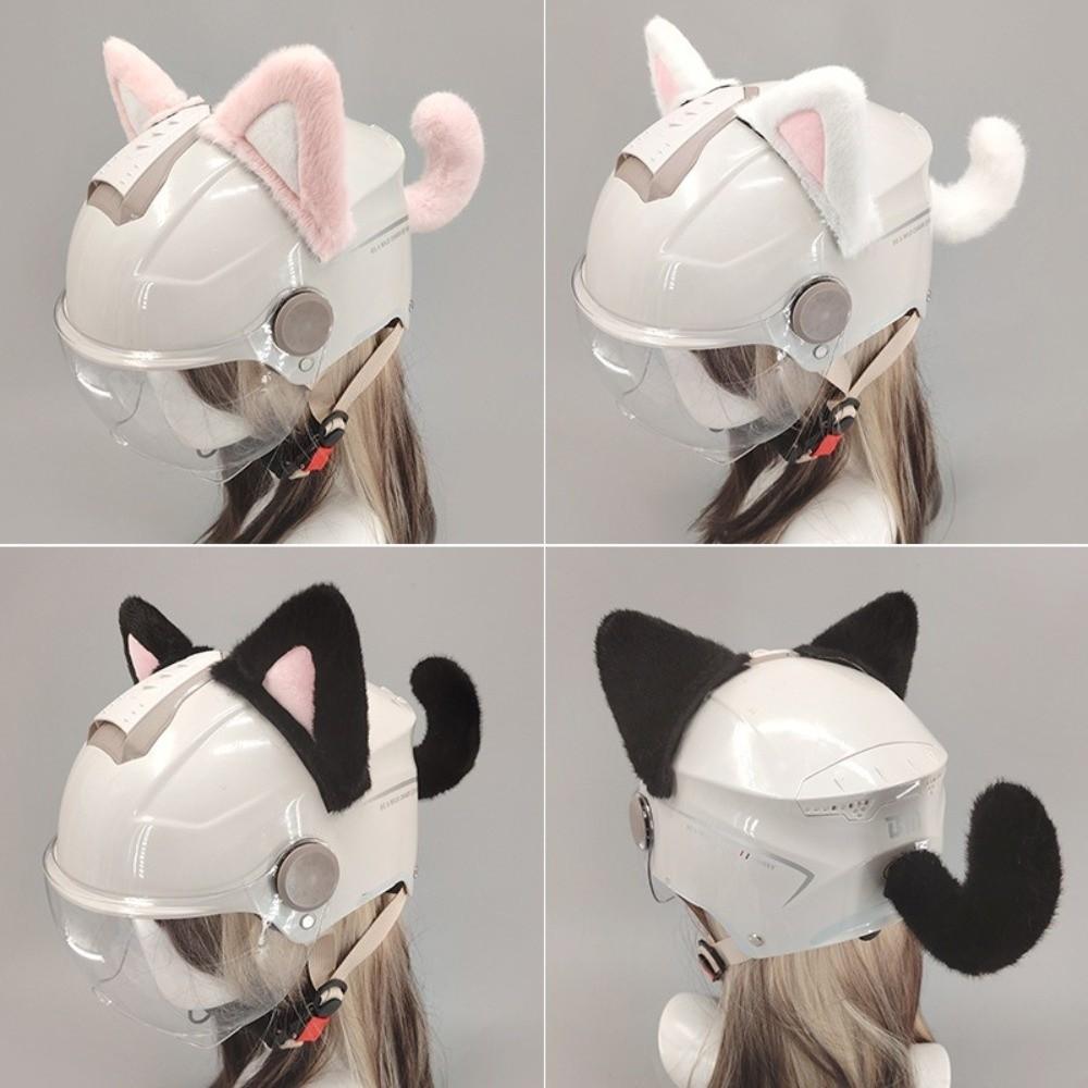 Removable Helmet Cat Ear Decoration Reusable Plush Helmet Accessory  Bicycle Helmet