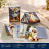 54 Catholic Prayer Card Set with Genuine Leather Holder Pocket Holy Card Organizer for Mass Daily Prayer & Religious Gifts