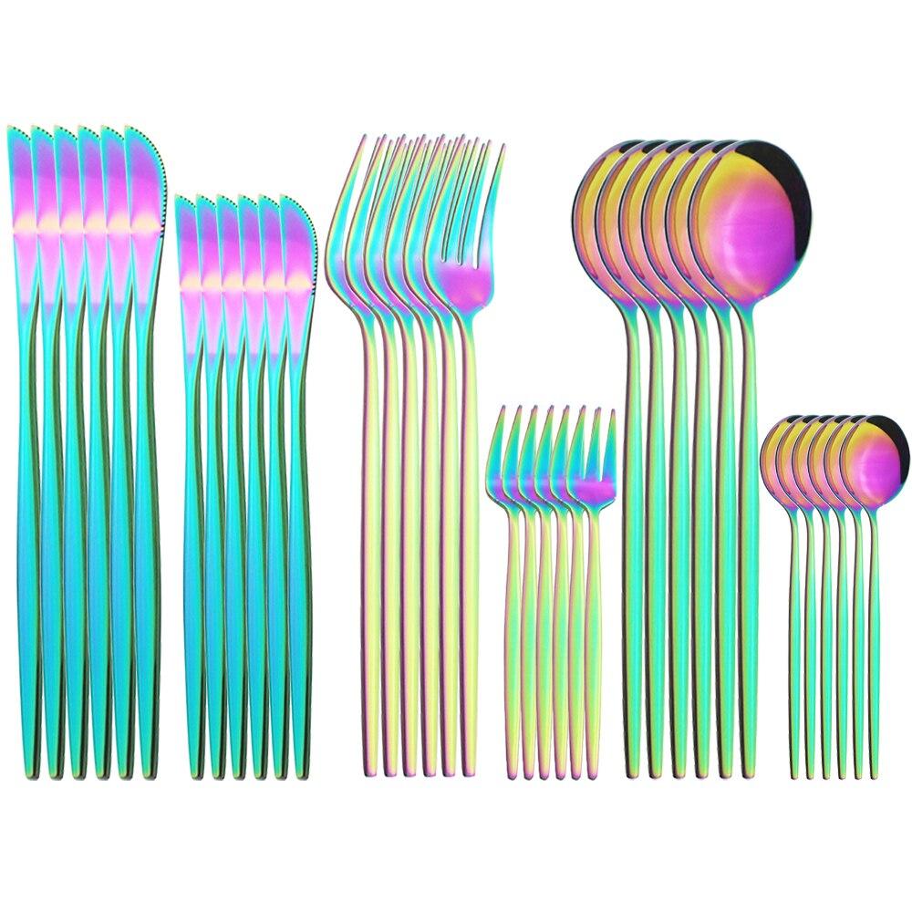 Černé zlato 36ks/6set Sada nádobí Dezertní nůž Nerezové příbory Večeře Lžíce Vidlička Čajová lžička Příbory Sada nádobí