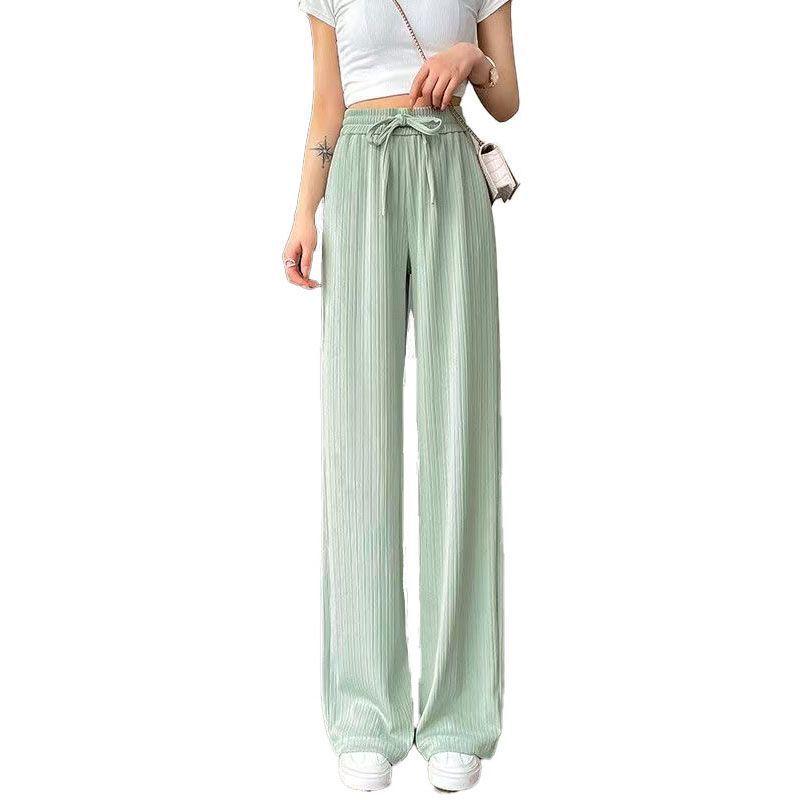 

Women s Tall Ice Silk High-Waist Wide-Leg Pants - Slimming, Plus-Size, Casual Fit L (110-121 lbs recommended)