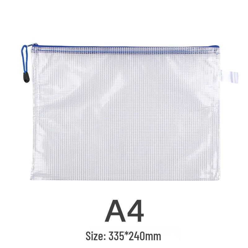 A4 Transparent Waterproof Mesh Zipper Document Bag - Office & Student Use