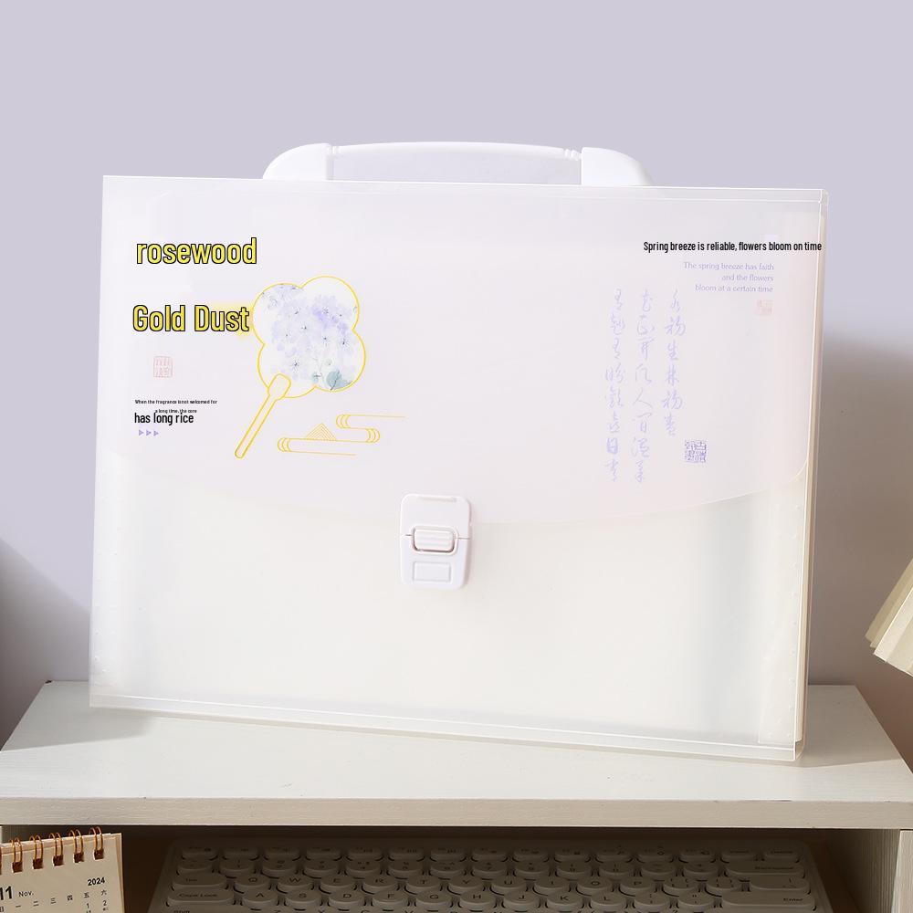 13-Pocket A4 Accordion Folder: National Style Classification Bag for Student File & Test Paper Storage