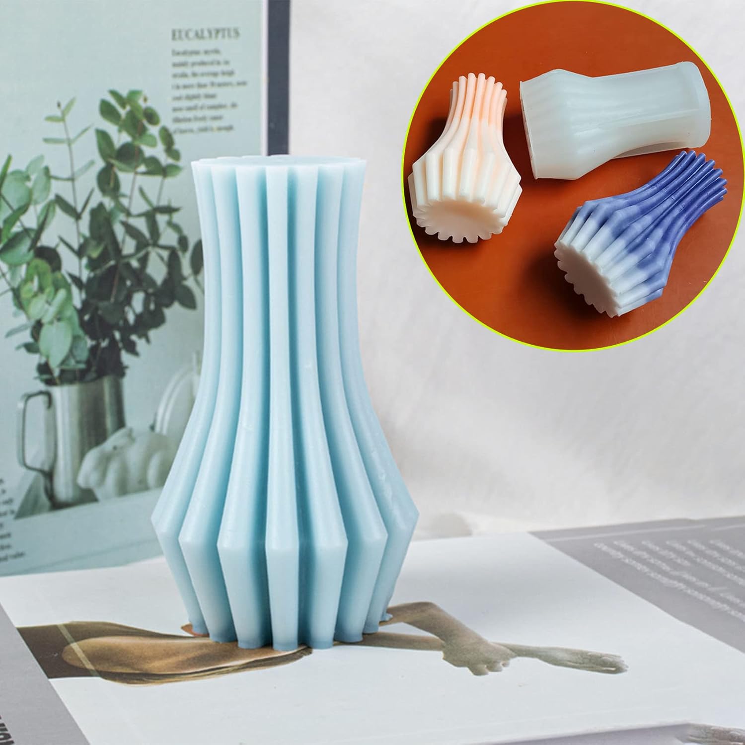 

Форма для столбовой свечи, 3D цилиндрическая форма для свечи в полоску, формы для свечей для изготовления свечей, силиконовая форма для ремесленной ароматерапевтической свечи ручной работы, мыло