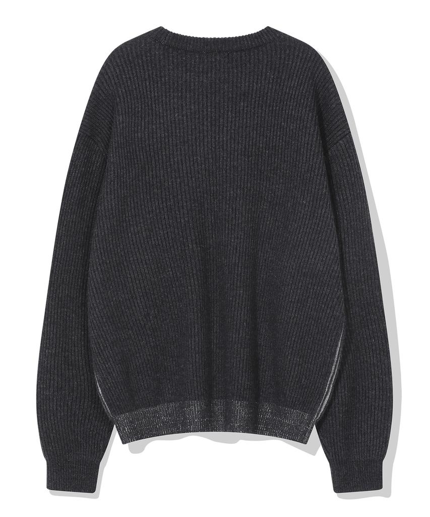 BEENTRILL Jacquard Logo Two-Tone Knit (Charcoal)