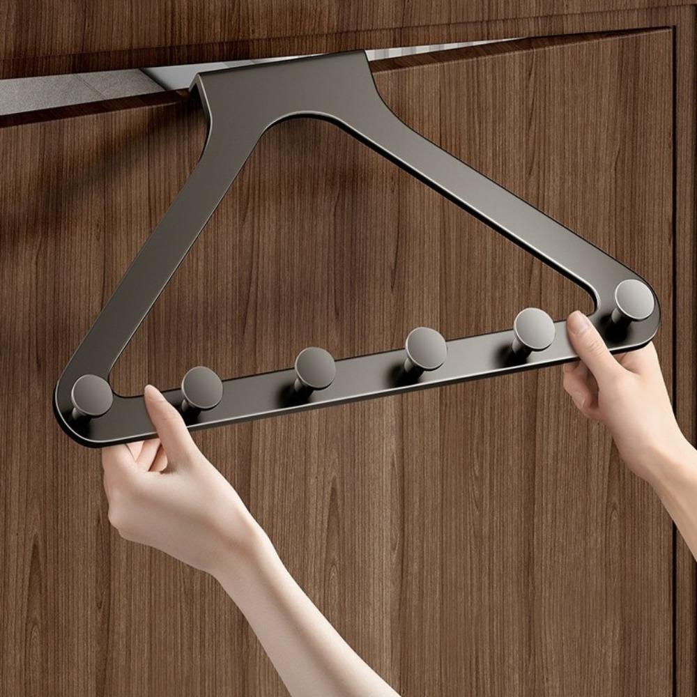 with 6 Hooks Triangle Door Hook Rustproof Clothes Coat Storage Hook Door Back Clothes Hook  Bedroom