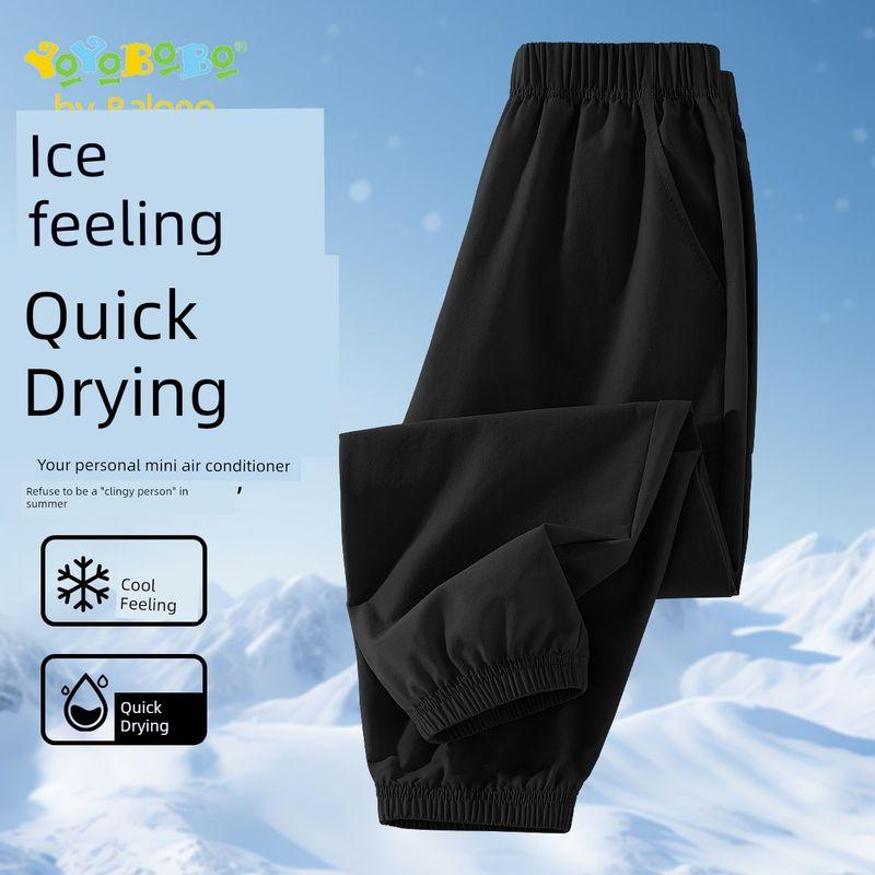Baleno Kids Ybb Series Girls Pants 2025 Summer Children s Ice Silk Quick-Dry Pants Girls Sports Pants Thin Black/Pure Color 110