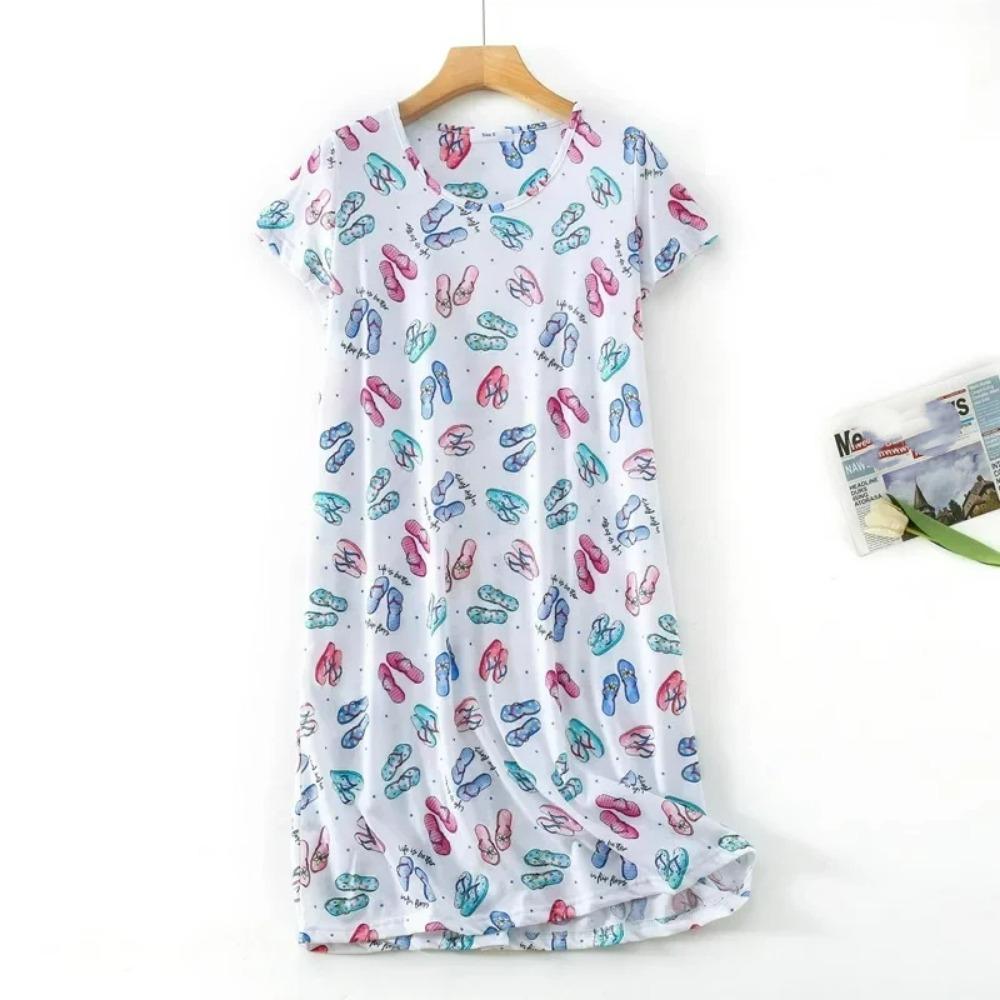 Fashion Casual Women Nightdress Short Sleeve Dresses Loose Fit Nightwear Home Clothes Nightie Loungewear Dresses