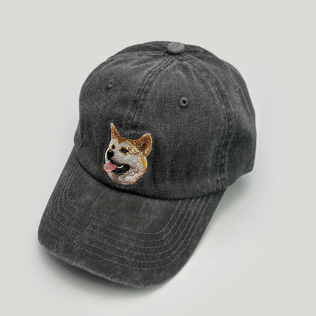 Cute Retro Puppy Embroidered Baseball Cap Men'S And Women'S Sunshade Simple Street Personality Cap