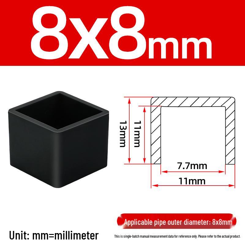 Silicone Anti-slip Chair Leg Cap - Heat Resistant, Square Rubber Sleeve for Steel Pipe with Protective Electroplated Finish