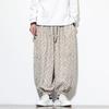 Autumn Winter Men Corduroy Harem Pants Men Loose Wide Leg Lantern Pants Chinese Print Casual Trousers Men