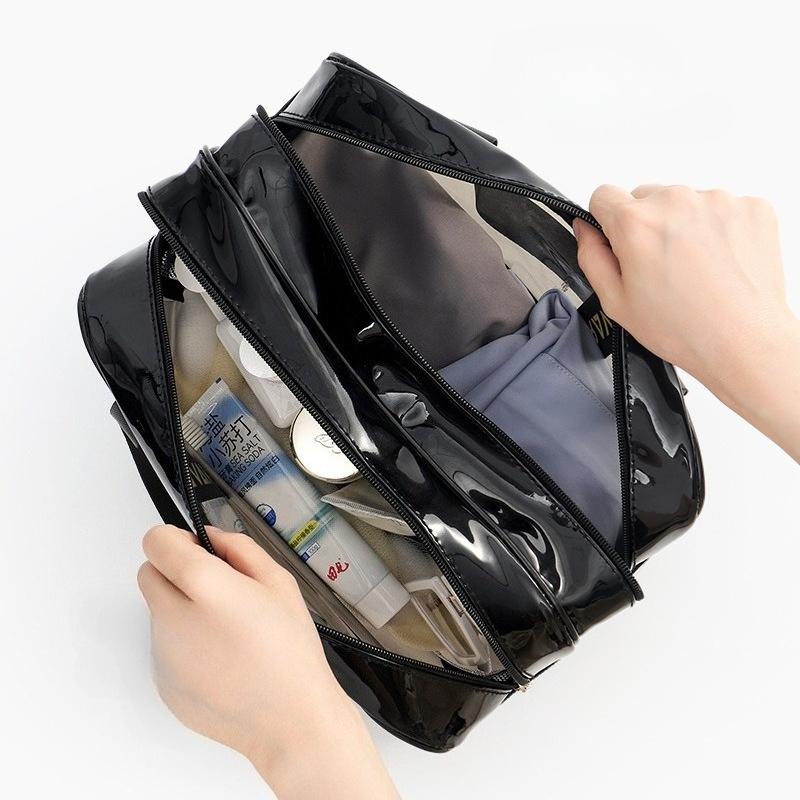 Women Waterproof PVC Travel Cosmetic Bag Large Capacity Transparent Makeup Organizer Portable Toiletry Storage Handbag Dry Wet Separation