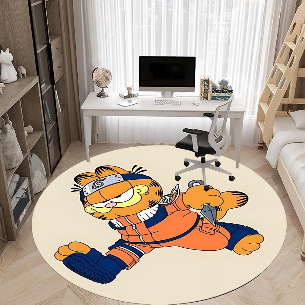 1pc Garfield, Ninja Chair Carpet for Office Non-Slip, Soft & Comfortable, Carpet for Office, Gaming, Lightweight Round Floor Mat Yy251021034