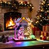 Eco Friendly Holiday Decor Christmas Tabletop Glowing Ornament, 3D Wooden Tree Decoration with Atmosphere Ornaments Warm Light, Festive Centerpiece