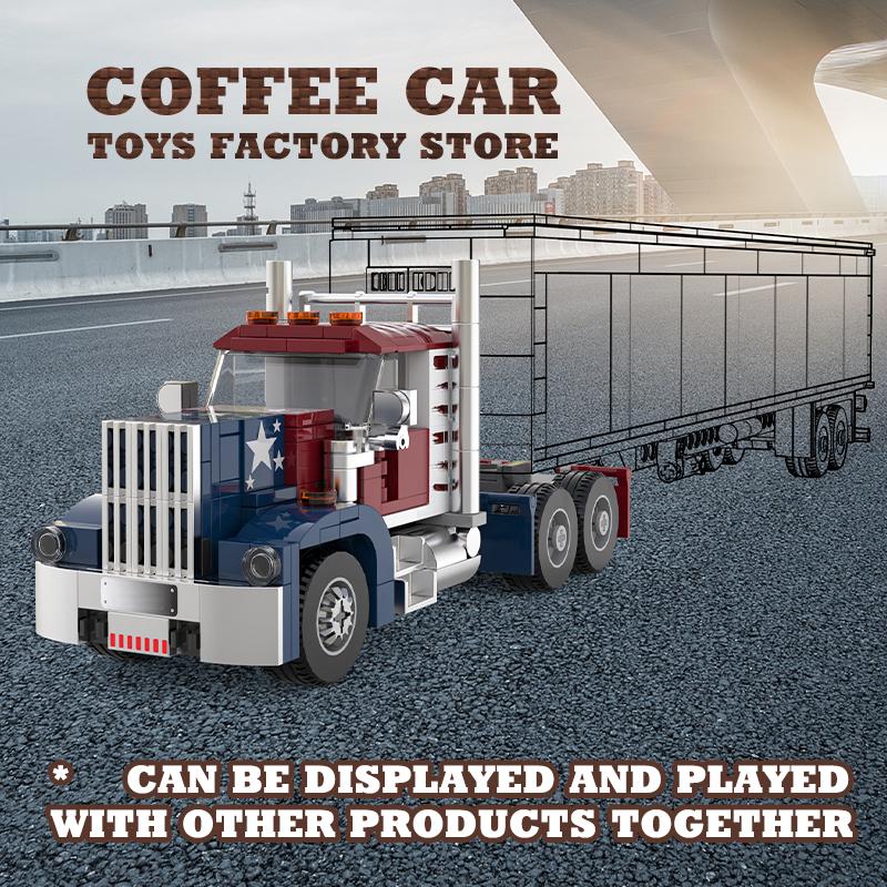 City Truck Head Building Blocks With Box Loader Cars MOC Bricks Children Toys Creative Container Van Model Adult Kids Gifts DIY