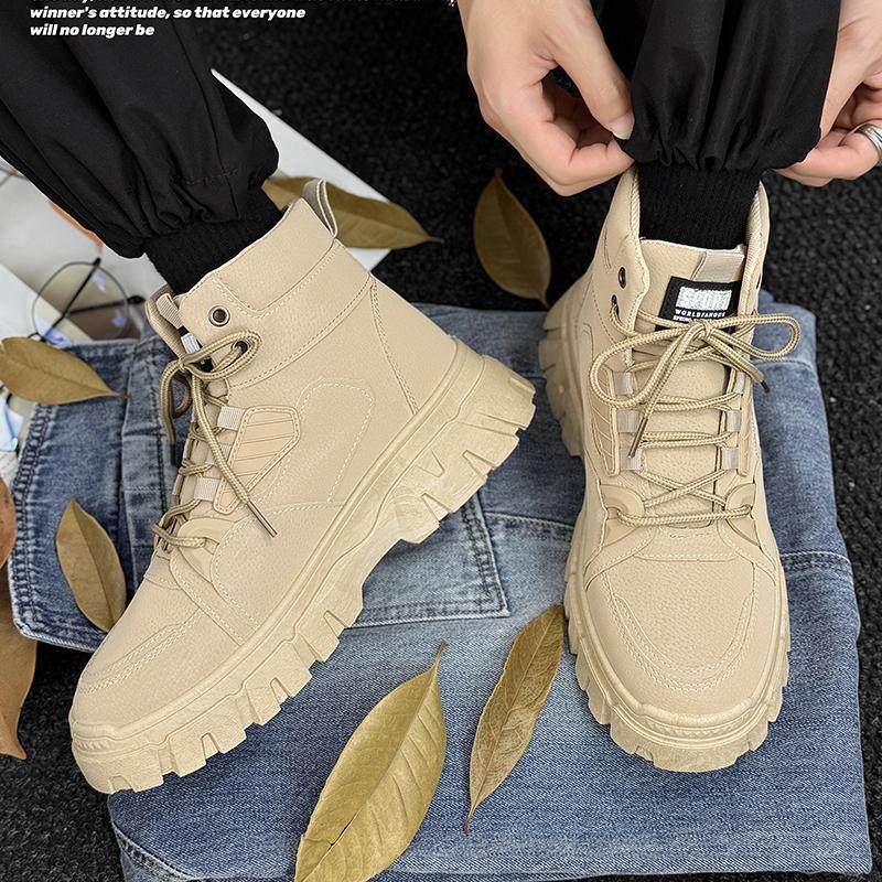 Fashion 2025 High-end Street Shoes Khaki - Thick Soled Fashionable Sports Shoes, Men's Urban Walking Shoes Fashion Hiking Boots Cowboy