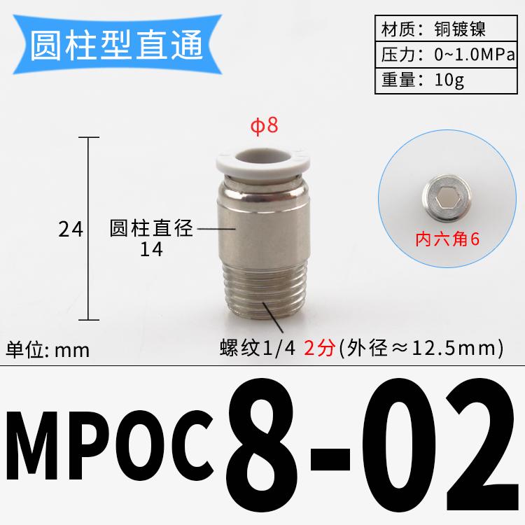 PC M3/4/5/6/8 1/8" 1/4" 3/8" BSP X 3 4 6 8 10mm Tube Brass Pneumatic Air Fittings Push In Connector For Air Compressor Cylinder