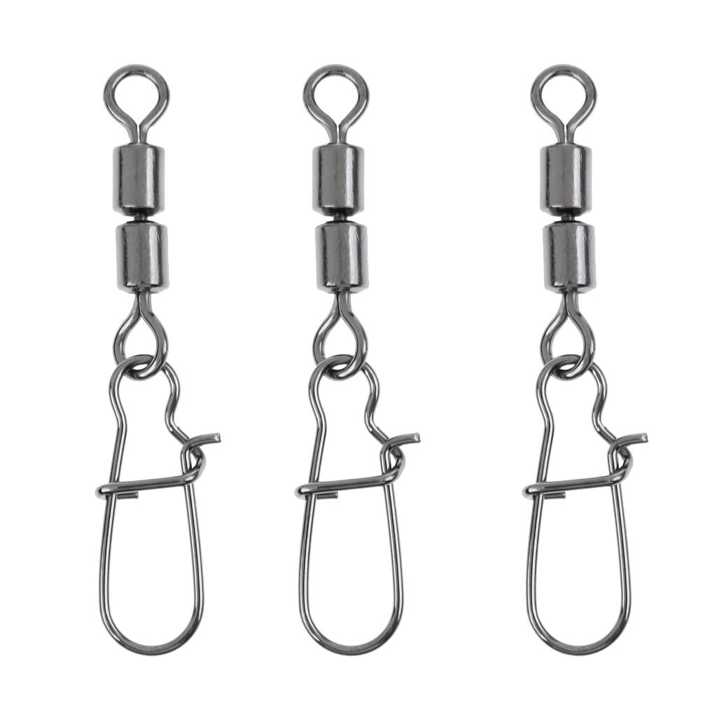 100pcs Fishing Barrel Swivel Pin Connector Solid Rings with Interlock Snap New Q